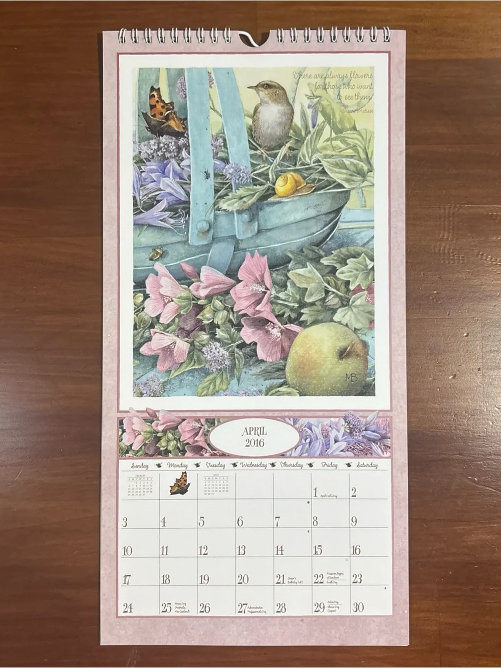 2016 The LANG Marjolein Bastin Nature’s Journal Calendar + Sleeve 15”x8”